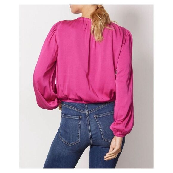 Anthropologie Cloth & Stone pink cropped satin blouse xs - Picture 2 of 11